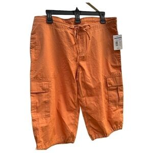 Roxy Cargo Capris Peach Drawstring Waist and Hem Snap Closure Pockets Size 9‍‍﻿﻿